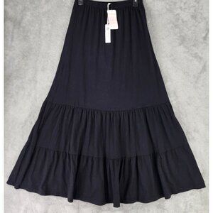 Sundry for Evereve Skirt Womens Size 1 Black Tiered Flowy Ruffled Hem Maxi